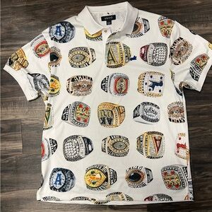 4XL Men’s AKOO White Polo with championship rings new with tags